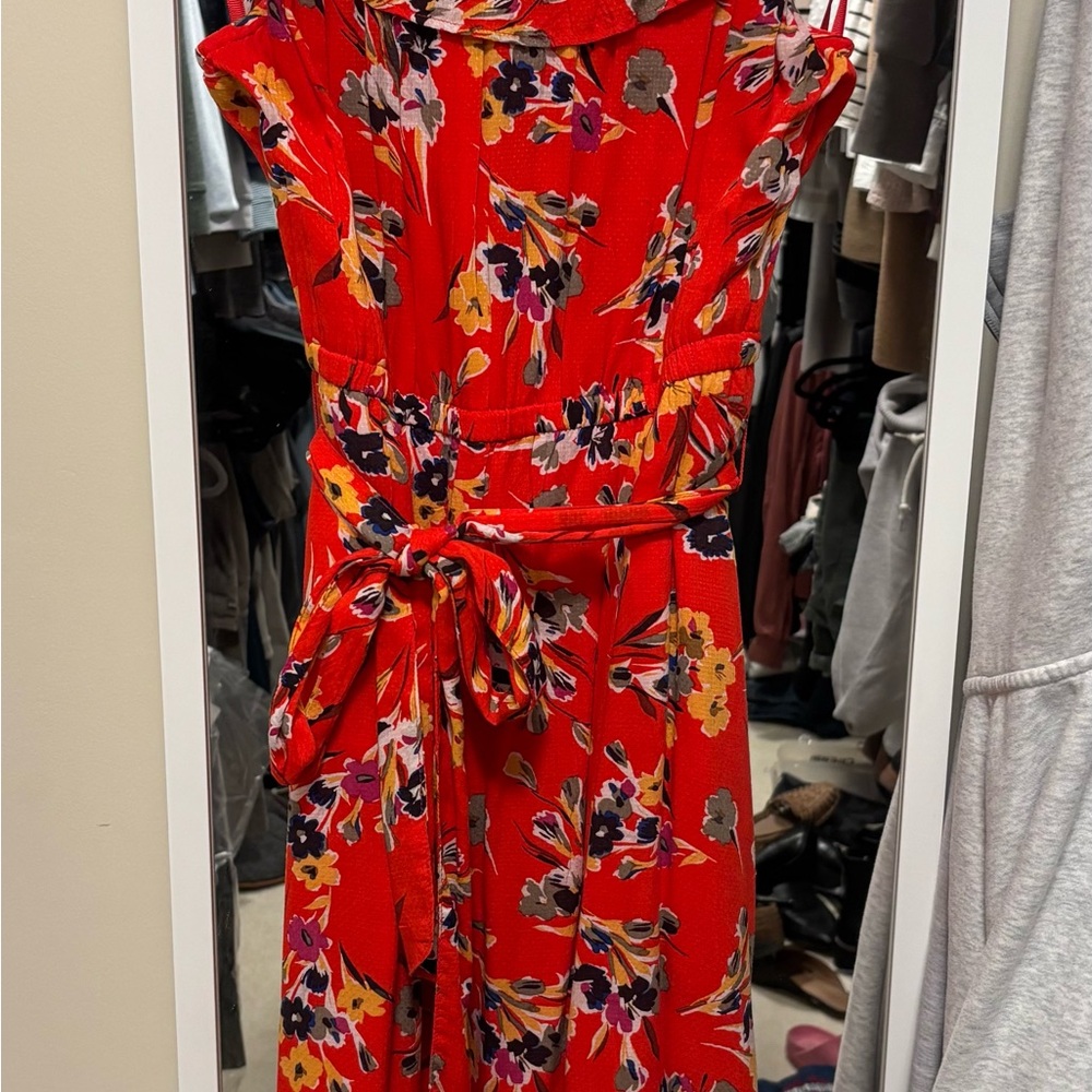Anthropologie Red Floral Dress